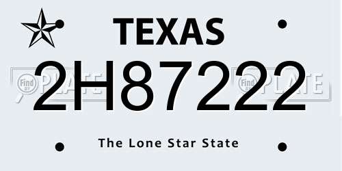 2H87222 Texas License Plate