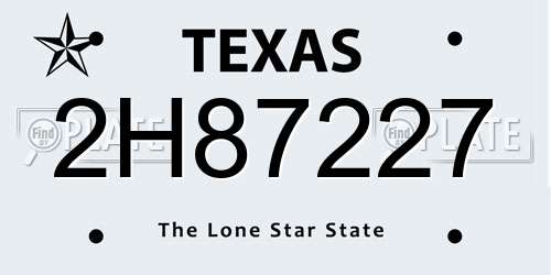 2H87227 Texas License Plate