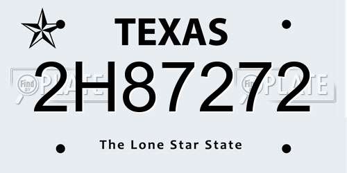 2H87272 Texas License Plate