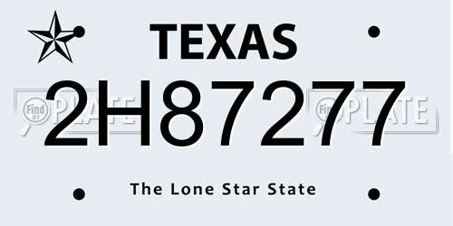 2H87277 Texas License Plate