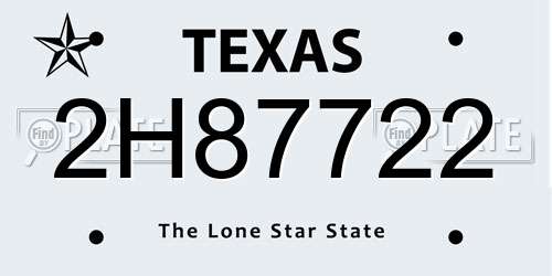 2H87722 Texas License Plate
