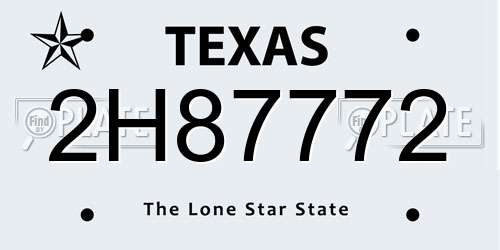 2H87772 Texas License Plate