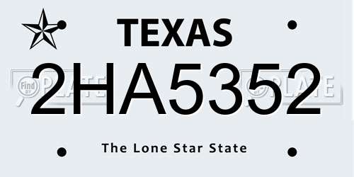 2HA5352 Texas License Plate