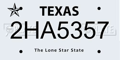 2HA5357 Texas License Plate