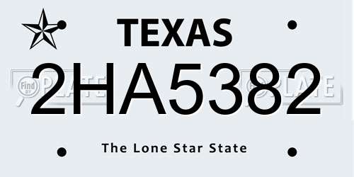 2HA5382 Texas License Plate