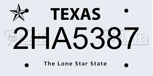 2HA5387 Texas License Plate