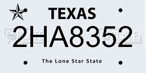 2HA8352 Texas License Plate