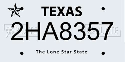 2HA8357 Texas License Plate