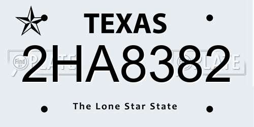 2HA8382 Texas License Plate