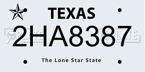 2HA8387 Texas License Plate