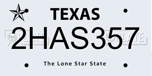 2HAS357 Texas License Plate