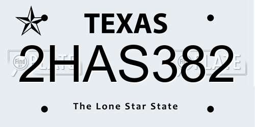 2HAS382 Texas License Plate