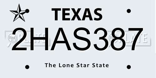 2HAS387 Texas License Plate