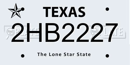 2HB2227 Texas License Plate