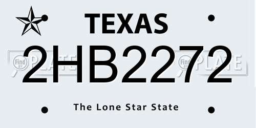 2HB2272 Texas License Plate