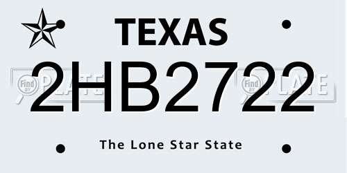 2HB2722 Texas License Plate