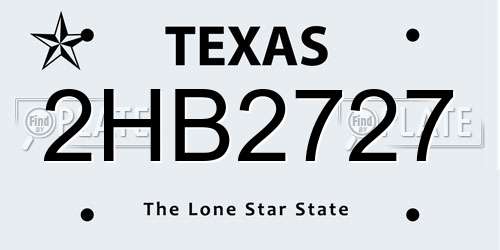 2HB2727 Texas License Plate