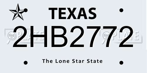 2HB2772 Texas License Plate