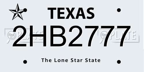 2HB2777 Texas License Plate