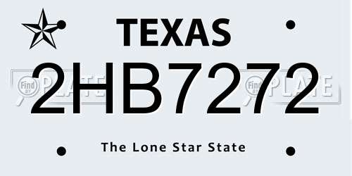 2HB7272 Texas License Plate