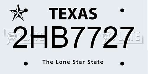 2HB7727 Texas License Plate