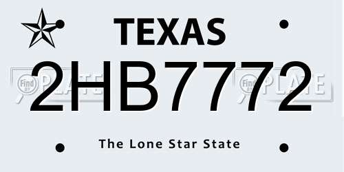 2HB7772 Texas License Plate