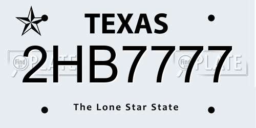 2HB7777 Texas License Plate