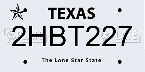 2HBT227 Texas License Plate