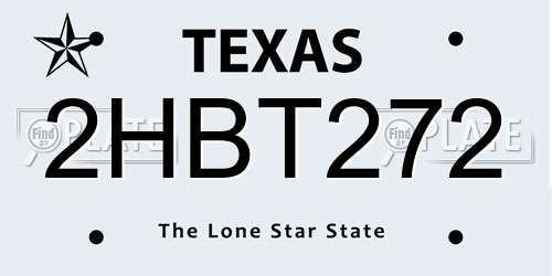 2HBT272 Texas License Plate