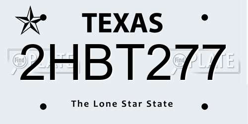 2HBT277 Texas License Plate