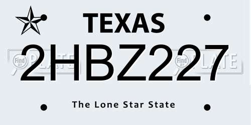 2HBZ227 Texas License Plate