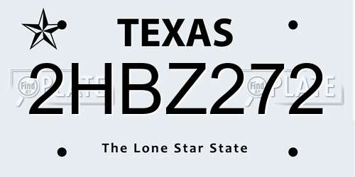 2HBZ272 Texas License Plate