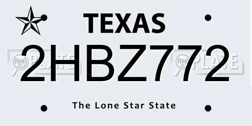 2HBZ772 Texas License Plate