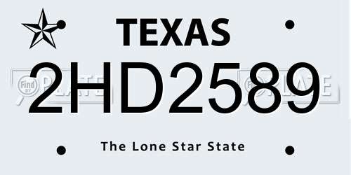 2HD2589 Texas License Plate