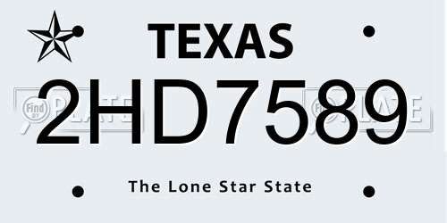 2HD7589 Texas License Plate