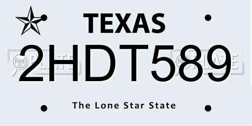 2HDT589 Texas License Plate
