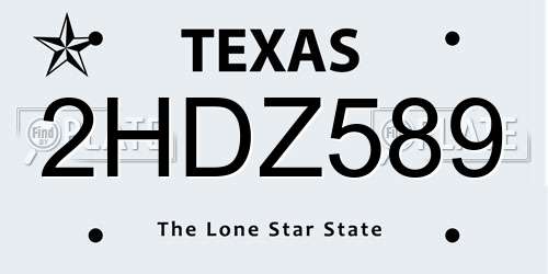 2HDZ589 Texas License Plate