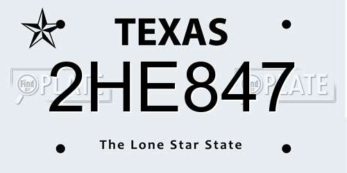 2HE847 Texas License Plate