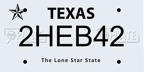 2HEB42 Texas License Plate