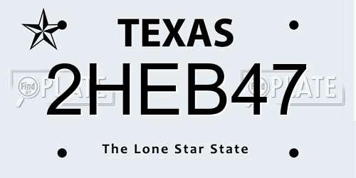 2HEB47 Texas License Plate