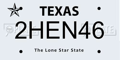 2HEN46 Texas License Plate