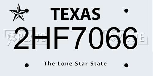 2HF7066 Texas License Plate