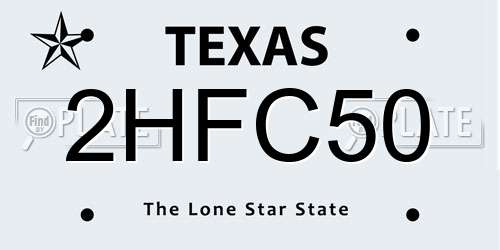 2HFC50 Texas License Plate