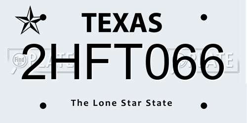 2HFT066 Texas License Plate