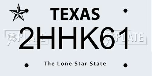2HHK61 Texas License Plate