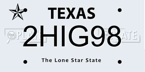 2HIG98 Texas License Plate