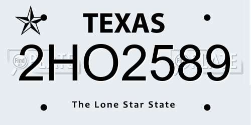2HO2589 Texas License Plate