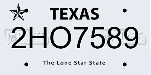 2HO7589 Texas License Plate