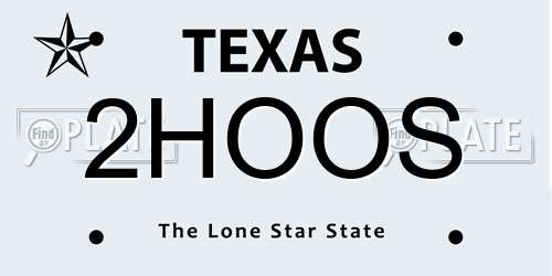 2HOOS Texas License Plate
