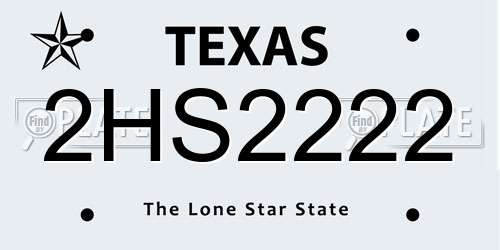 2HS2222 Texas License Plate
